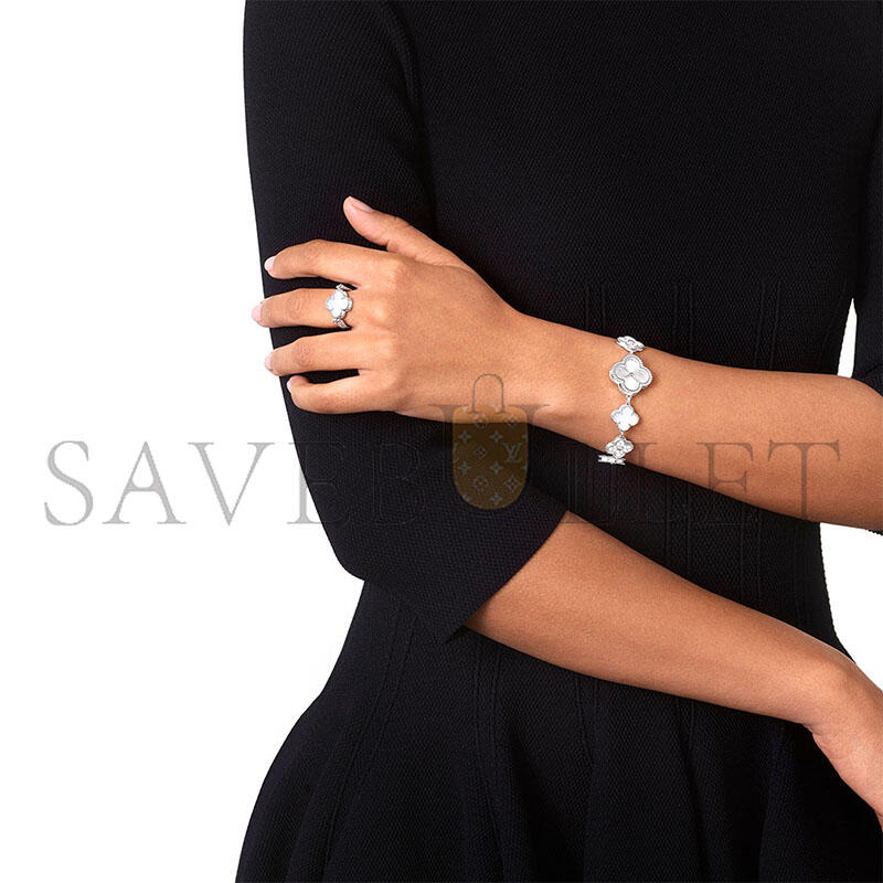 v*n cl**f sweet alhambra watch 18k white gold chalcedony D1am0nd vcarpeu100